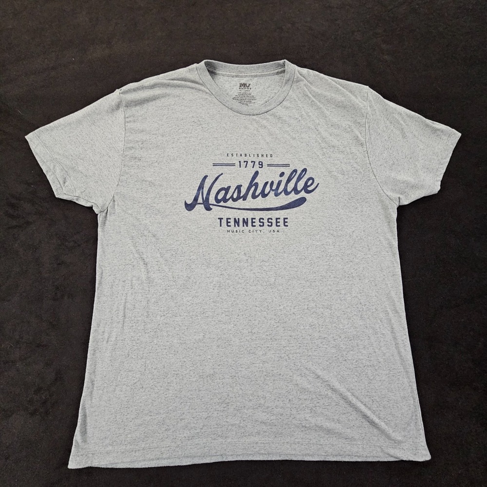 Nashville TN Music City USA Gray Short Sleeve Polyester Rayon T-Shirt Men's XL